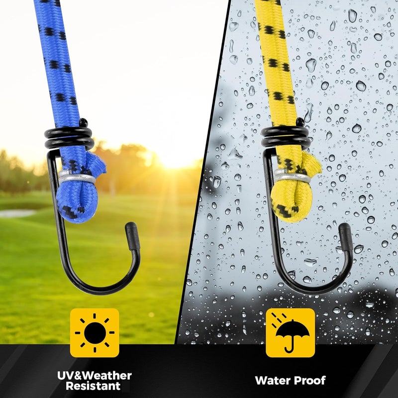 Veppak -Bungee Cords with Hooks, 12 Pack Elastic Bungee Straps Includes 40",32", 24", 16",Heavy Duty Outdoor Bungie Straps to Packing for Camping, Tent, Storing Packages, Fastening Items - Image 5